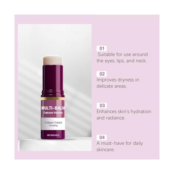 Baume Hydratant en Stick - Conçu for Les Zones Délicates, Il Offre Une Hydratation Continue, Réduit Les Rides Sèches et Renfo