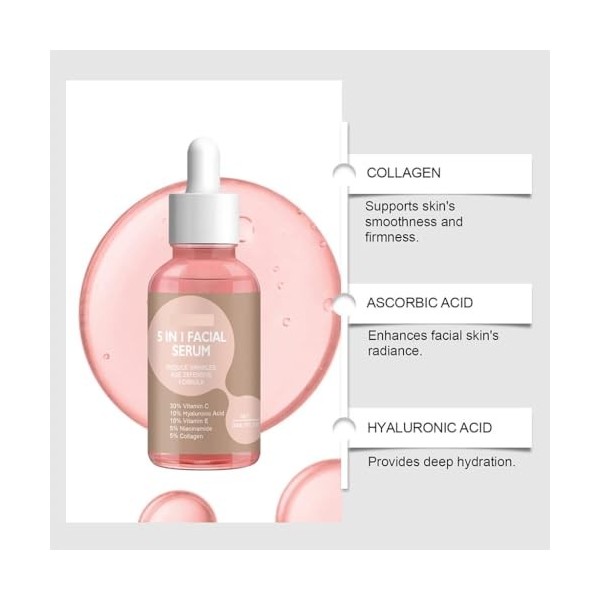 Sérum Éclaircissant for le Teint, Hydrate, Masse, Sutilise Après le Nettoyage 4pcs