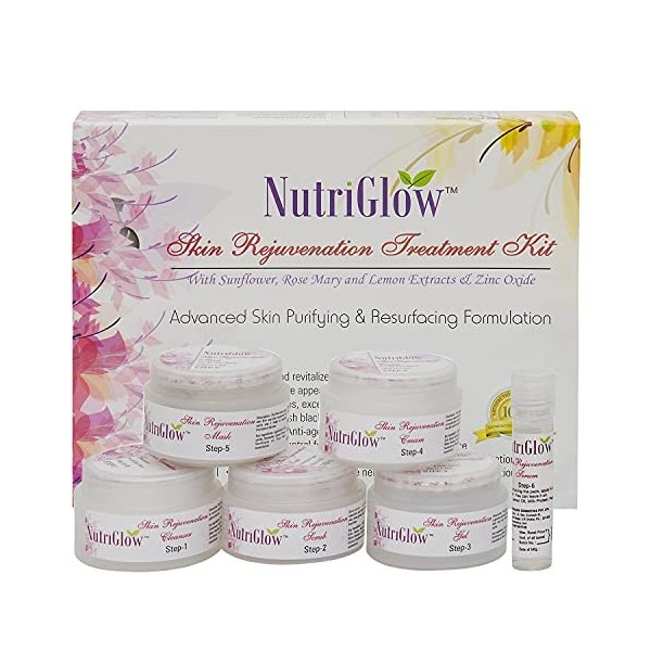 Nutriglow Skin Rejuvenation Treatment Kit with Sunflower, Rose Mary and Lemon Extracts for Skin Purifying and Resurfacing For