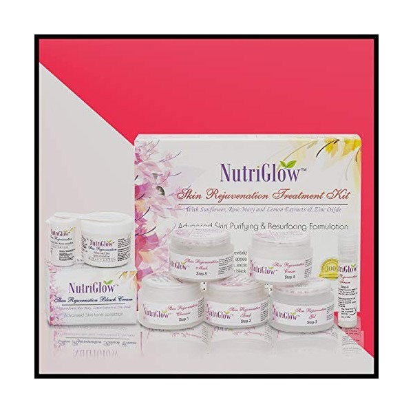 Nutriglow Skin Rejuvenation Treatment Kit with Sunflower, Rose Mary and Lemon Extracts for Skin Purifying and Resurfacing For