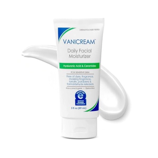 Vanicream, acide hyaluronique et céramides, crème hydratante quotidienne pour le visage, spécialités pharmaceutiques 3 oz – 8