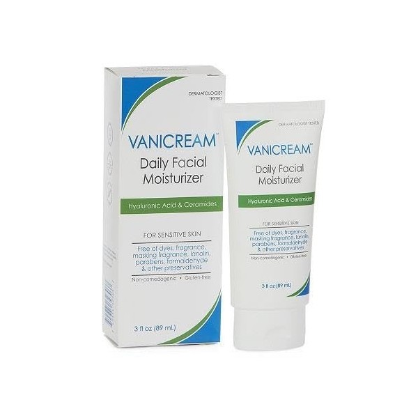 Vanicream, acide hyaluronique et céramides, crème hydratante quotidienne pour le visage, spécialités pharmaceutiques 3 oz – 8