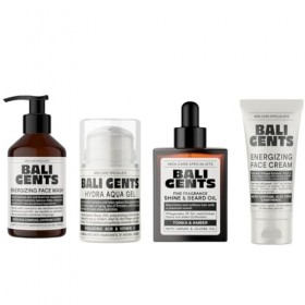 Bali Gents Skincare Kit de 4 soins du visage pour homme avec soin du visage, crème pour le visage, Hydra Aqua Gel & Huile de 