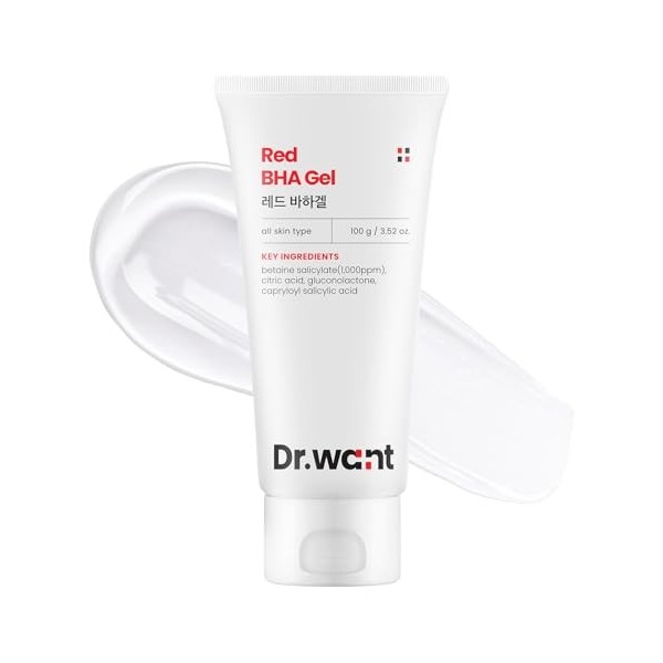 DR.WANT Gel BHA rouge, Gel pour la peau, Hydratation, Soin des pores, Arbre à thé, Cica pour les peaux à imperfections, Soin 