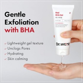 DR.WANT Gel BHA rouge, Gel pour la peau, Hydratation, Soin des pores, Arbre à thé, Cica pour les peaux à imperfections, Soin 