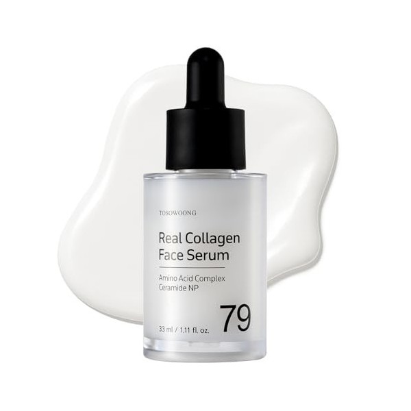 TOSOWOONG Sérum au collagène véritable pour le visage, Sérum hydratant et raffermissant à base de collagène hydrolysé et d’ac