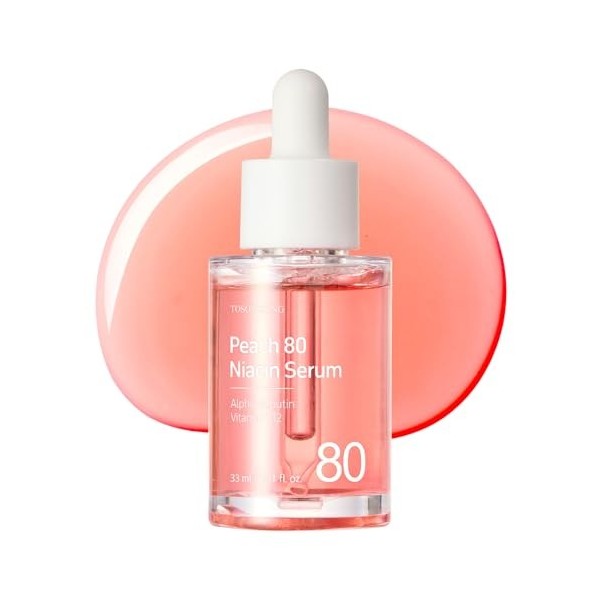 TOSOWOONG Sérum Pêche 80 Niacine, 5% de niacinamide, Alpha-Arbutin, Vitamine B12, Sérum hydratant, Soin pour un teint uniform