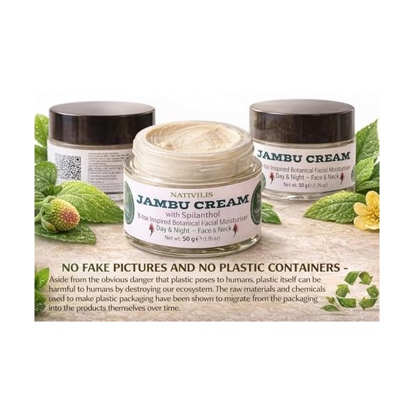 Nativilis Jambu Crème B-tox Inspired - 100% Végétalien - Crème Botanique Visage à lExtrait dAcmella Oleracea de Spilanthes 