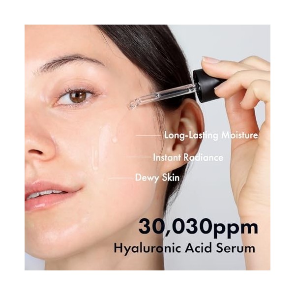TOSOWOONG Sérum à lacide hyaluronique 3%, 30,030ppm dacide hyaluronique sodique, Sérum hydratant pour le visage, Peau repul