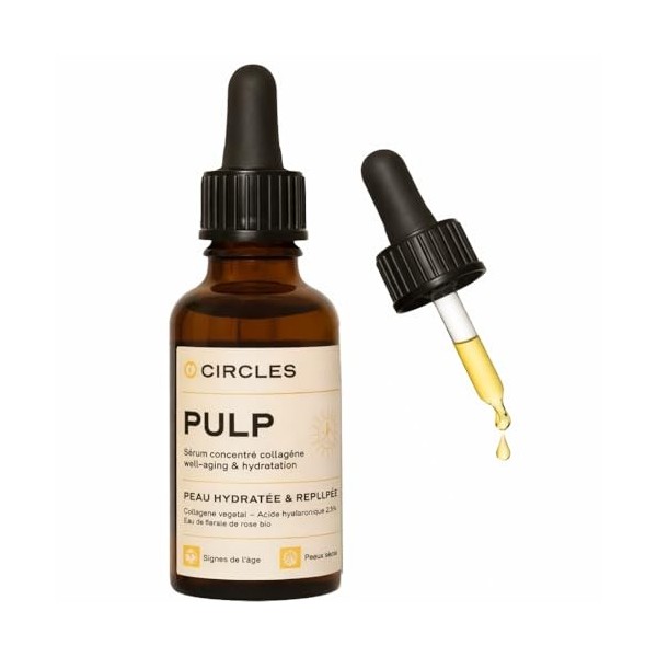 Circles PULP Sérum Visage Hydratant & Repulpant avec Acide Hyaluronique, Collagène Végétal, Aloe Vera & Eau Florale de Rose B...
