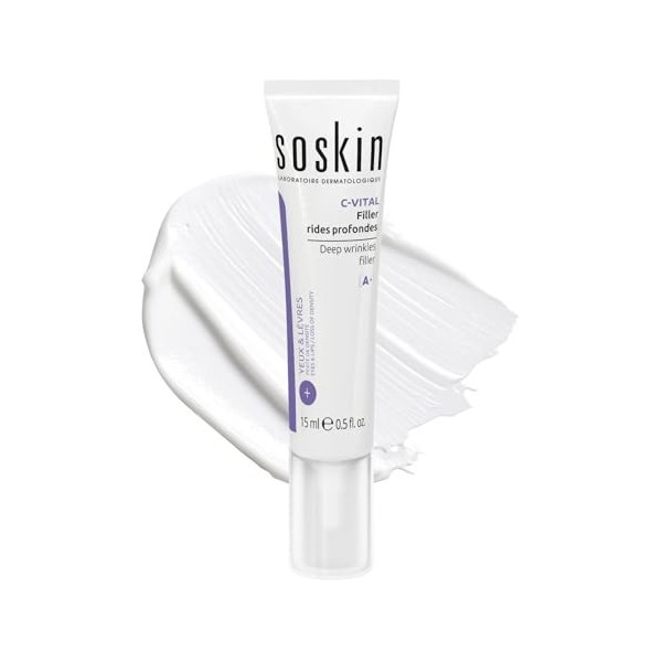 Soskin - Filler Rides Profondes - Soin Combleur Ciblé Anti-Rides Yeux & Lèvres - Efficace en 30 Minutes - Tous Types De Peaux