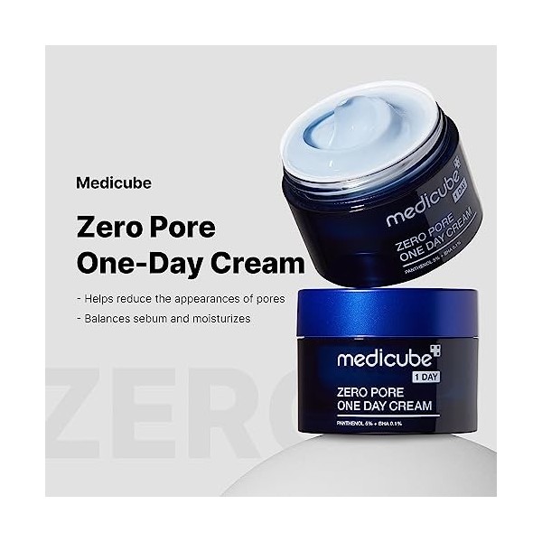 Medicube Zero Pore Crème One-Day 1.69 fl.oz – Crème affinante pour pores visibles & excès de sébum – Avec Panthénol, Acide Sa