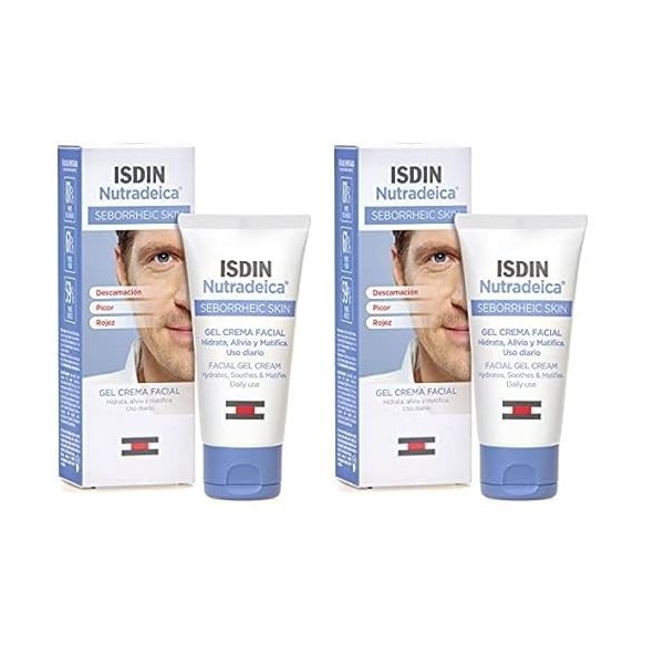 ISDIN Nutradeica Gel-crème pour le visage 50ml | indiqué pour la gestion de lexcès de sébum cutané séborrhéique du visage,