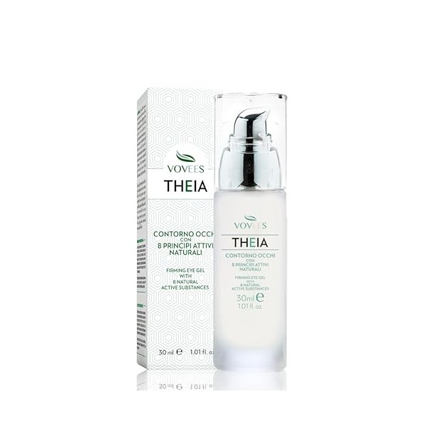 VOVEES Theia - Gel Contour des Yeux Anti-Rides 30 ml | Acide Hyaluronique Bio | 8 Ingrédients Végétaliens | Anti-Cernes et
