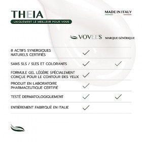 VOVEES Theia - Gel Contour des Yeux Anti-Rides 30 ml | Acide Hyaluronique Bio | 8 Ingrédients Végétaliens | Anti-Cernes et 