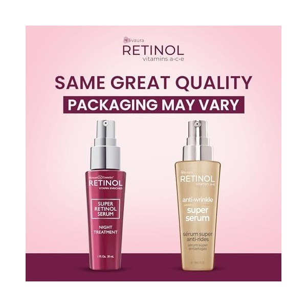 LIVAURA Sérum Super Rétinol 6X – Formule intensive accélère le renouvellement de la peau pendant le sommeil – Cible ridules, 