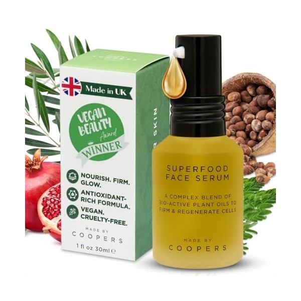 Made By Coopers Superfood Face Firming Serum, All Natural Bio-Active Plant Oils, Anti-Aging Moisturiser Replacement 30ml Ma