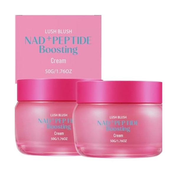 Crème Visage NAD+ aux Peptides, Crème Anti-Âge Hydratante à l’Acide Hyaluronique, Soin Lissant Anti-Rides pour Peau Sèche et ...