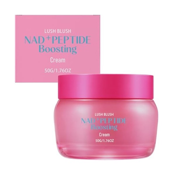 Crème Visage NAD+ aux Peptides, Crème Anti-Âge Hydratante à l’Acide Hyaluronique, Soin Lissant Anti-Rides pour Peau Sèche et ...