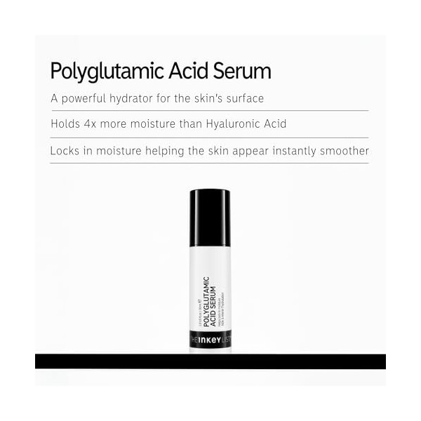 The INKEY List Sérum à 3% dacide polyglutamique aide à maintenir lhumidité pour une peau lisse instantanément 30 ml Lot de Cr...