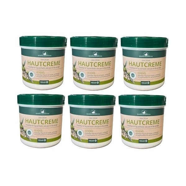 Herbamedicus Lot de 6 crèmes hydratantes à lhuile dolive, jour et nuit, 6 x 250 ml