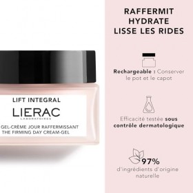 Lierac - Lift Intégral - Gel-Crème de Jour Raffermissant - Acide Hyaluronique & Tulipe Noire - Soin Visage Anti-Rides, Hydrat