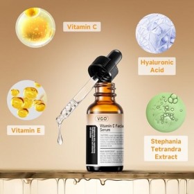 VGO Sérum à la vitamine C pour le visage, sérum facial avec vitamine E et acide hyaluronique, teint uniforme, anti-taches som