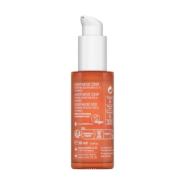 lavera Glow By Nature Sérum – Cosmétique naturel – Végétalien – Q10 et vitamine C – Hydratant – Anti-rides – Vitalisant – Pea