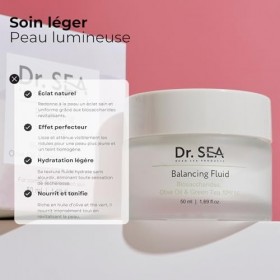 DR. SEA - Fluide Hydratant Équilibrant à l’Huile d’Olive & Thé Vert - Peaux Normales à Mixtes - Hydratation, Éclat et Anti-Âg