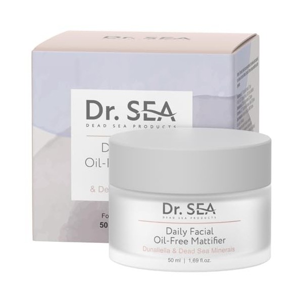 DR. SEA - Crème Visage Matifiante Sans Huile aux Minéraux de la Mer Morte et Algue Dunaliella - Anti-Brillance & Réducteur de