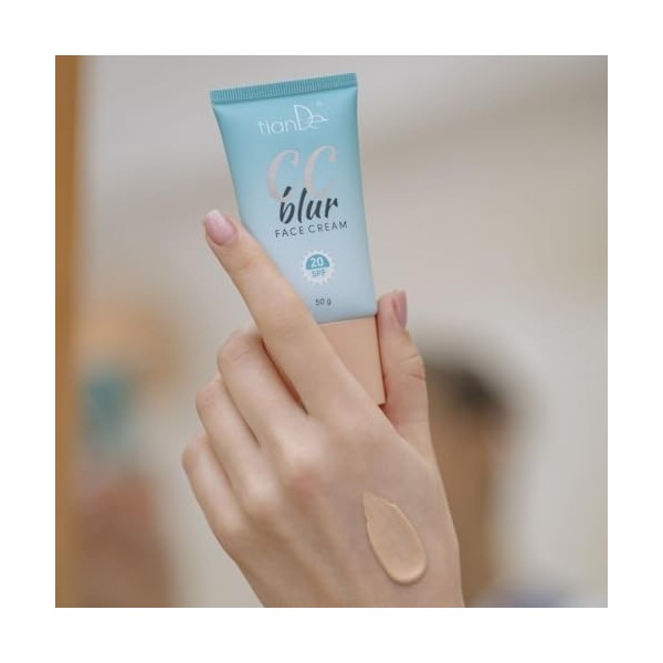 TianDe CC Blur Crème visage SPF 20, effet estompant, niacinamide, 5 céramides, acide hyaluronique 8D, 50 g