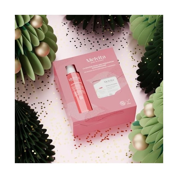 Melvita - Coffret Source de Roses - Eau Extraordinaire et Crème Visage - Hydratation Efficace, Peaux Déshydratées et Sensible