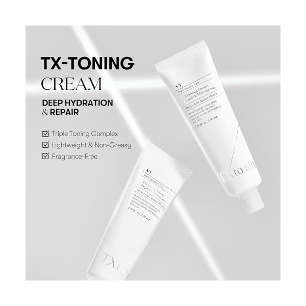 VT COSMETICS Crème Visage TX, Hydratant avec Acide Tranexamique, Niacinamide, Glutathion, Réparation de la Barrière Cutanée, 