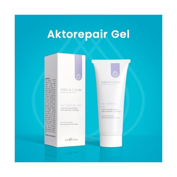 Aquavis® Aktorepair Gel | Gel régénérant pour peaux abîmées et sèches, à lacide hyaluronique et aux extraits naturels. 75 ml