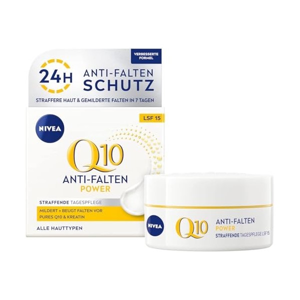 NIVEA Q10 Power Crème de jour anti-rides et raffermissante pour une peau plus lisse et plus jeune SPF 15 50 ml