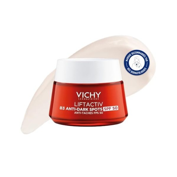 Vichy, Liftactiv, Crème de Jour Anti-Taches B3, SPF50, Protège & Unifie, Enrichie en Niacinamide, Pour Tous Types de Peau, 50