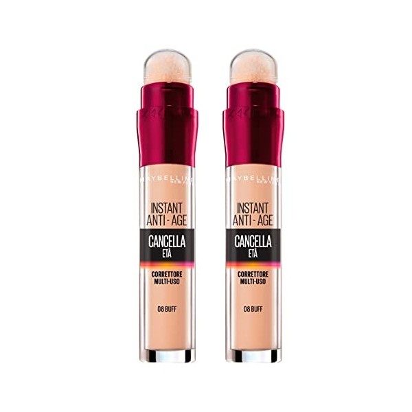 2 x Maybelline New York Le Portail Âge correcteur Liquide Multi-Usage Couleur 08 Buff - 2 correcteurs Anti-cernes / Correcteurs