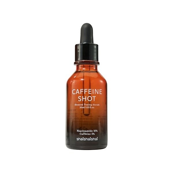 shaishaishai Sérum tonifiant Caffein Shot Blemish avec 10 % de niacinamide et 5 % de caféine pour un teint uniforme, réductio