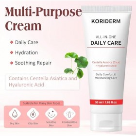 Crème hydratante pour le visage, Koriderm Time Reverse Cream All-in-One, acide hyaluronique, soin de la peau pour un confort 
