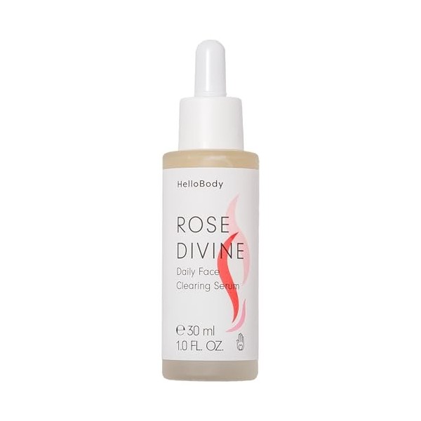 HelloBody Rose Divine clarifiant Serum visage 30ml – Serum contre les impuretés avec de leau de rose, de lacide glycolique C...