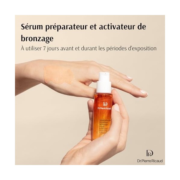 Dr Pierre Ricaud Sérum Préparateur et Activateur de Bronzage - Sérum pour le Visage aux Peptides et Aloe Vera Bio - Soin pour