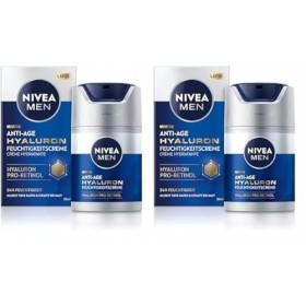 NIVEA MEN Crème hydratante anti-âge à lacide hyaluronique, au pro-rétinol et SPF 15 - Crème pour le visage hydratante pendan ...