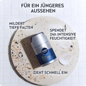 NIVEA MEN Crème hydratante anti-âge à lacide hyaluronique, au pro-rétinol et SPF 15 - Crème pour le visage hydratante pendan ...