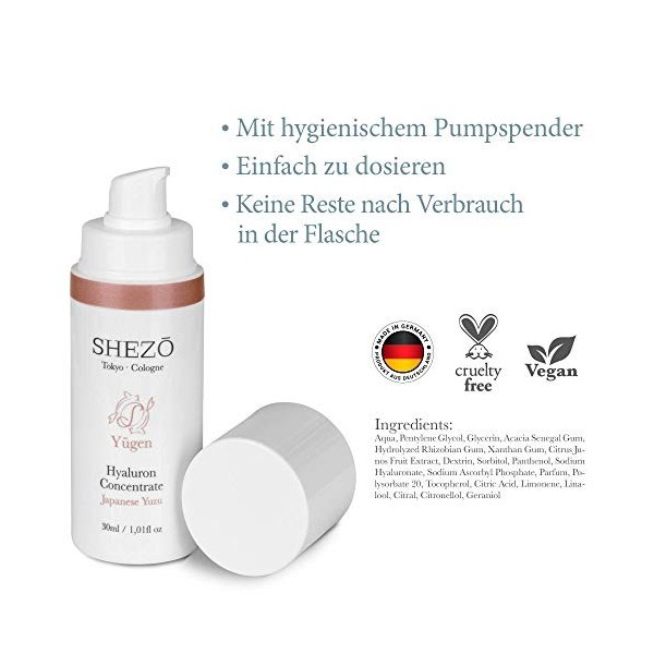 SHEZO Concentré hyaluronique hautement dosé 30 ml Sérum anti-âge – Yuzu super fruit japonais – Sérum hyaluronique – Vitamine 