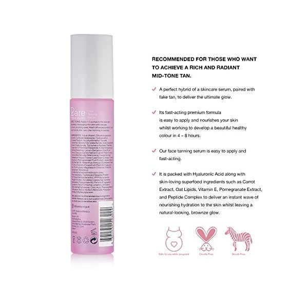 Bare by Vogue Sérum bronzant moyen pour le visage - Obtenez un éclat naturel et ensoleillé, formule hydratante éclatante - Ap