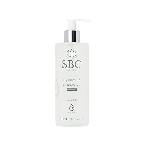 SBC Skincare - Gel hydratant pour le visage et le corps à lacide hyaluronique - 300 ml - Effet hydratant - Aide à restaurer 