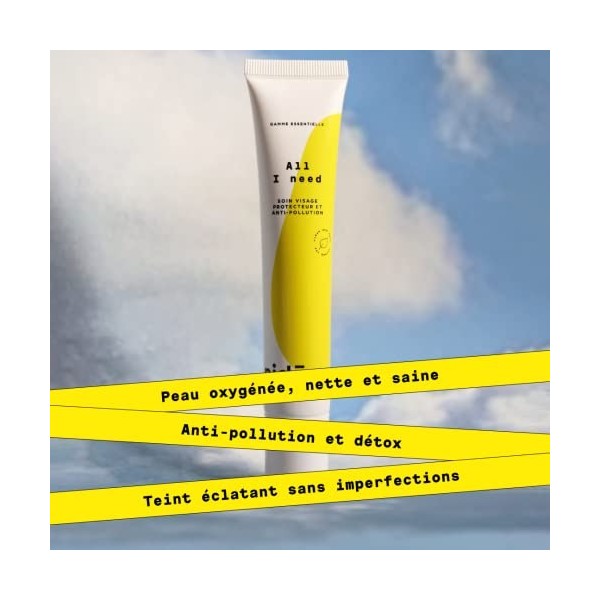 Soin visage protecteur detox et anti-pollution All I Need | Hydrate, protège, matifie et détoxifie la peau | Actifs naturels 