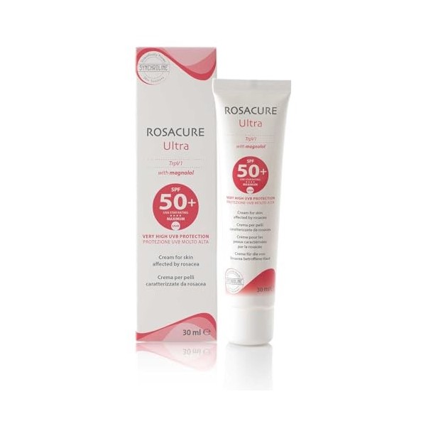 Synchroline – Rosacure Ultra 30 Ml Crème Visage Dispositif Médical pour Peaux avec Rosacée SPF 50+ à Action Apaisante, Hydrat