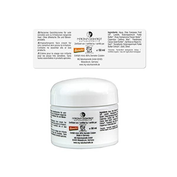Martina Gebhardt Crème au beurre de karité 50 ml • Crème visage à faible irritation pour les peaux sensibles et sujettes au