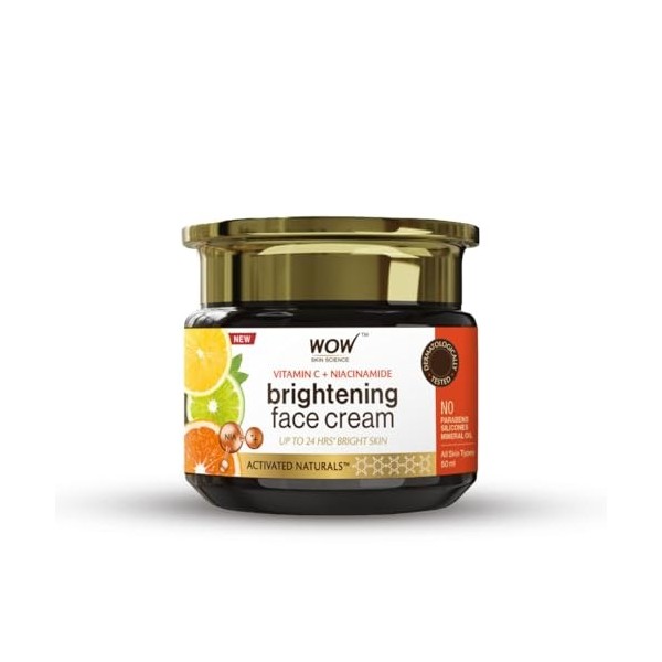 WOW Skin Science Crème pour le visage à la vitamine C pour une peau radieuse - Sans huile, Absorption rapide - Pour tous les 